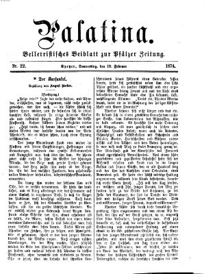 Palatina (Pfälzer Zeitung) Donnerstag 19. Februar 1874