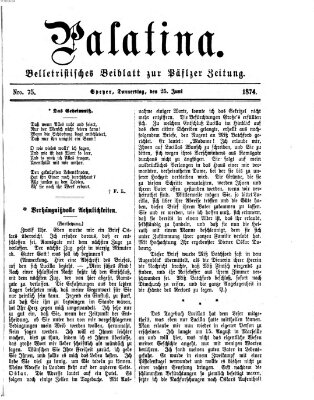 Palatina (Pfälzer Zeitung) Donnerstag 25. Juni 1874