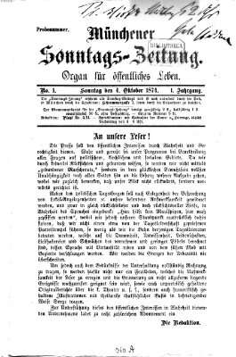 Münchener Sonntags-Zeitung Sonntag 4. Oktober 1874