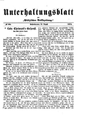 Unterhaltungsblatt zur Pfälzischen Volkszeitung (Pfälzische Volkszeitung) Sonntag 23. August 1874