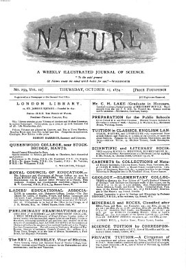 Nature Donnerstag 15. Oktober 1874