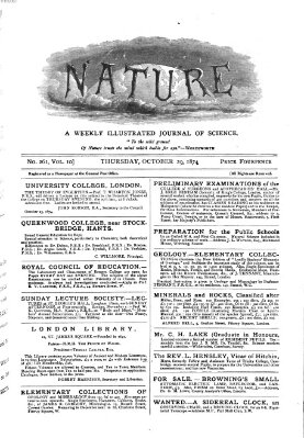 Nature Donnerstag 29. Oktober 1874