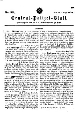 Zentralpolizeiblatt Mittwoch 12. August 1874