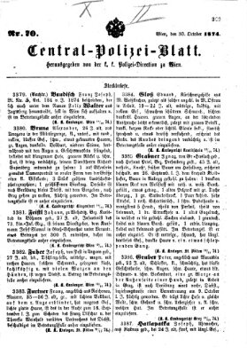 Zentralpolizeiblatt Freitag 30. Oktober 1874