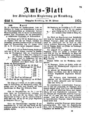 Amtsblatt für den Regierungsbezirk Arnsberg Samstag 28. Februar 1874