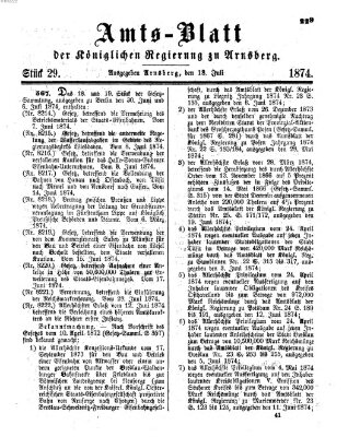 Amtsblatt für den Regierungsbezirk Arnsberg Samstag 18. Juli 1874