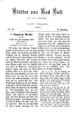Blätter aus Bad Boll für seine Freunde Samstag 12. Dezember 1874