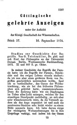 Göttingische gelehrte Anzeigen (Göttingische Zeitungen von gelehrten Sachen) Mittwoch 16. September 1874