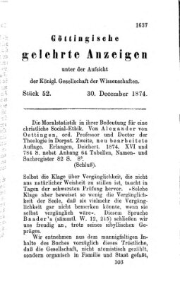 Göttingische gelehrte Anzeigen (Göttingische Zeitungen von gelehrten Sachen) Mittwoch 30. Dezember 1874