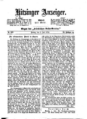 Kitzinger Anzeiger Freitag 3. Juli 1874
