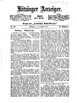 Kitzinger Anzeiger Samstag 8. August 1874