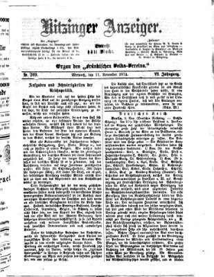 Kitzinger Anzeiger Mittwoch 11. November 1874