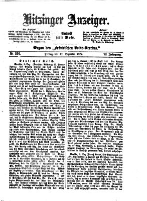 Kitzinger Anzeiger Freitag 11. Dezember 1874