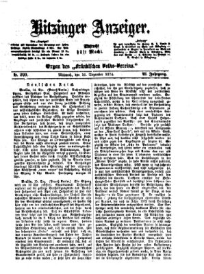 Kitzinger Anzeiger Mittwoch 16. Dezember 1874