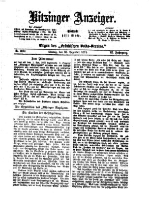 Kitzinger Anzeiger Montag 28. Dezember 1874