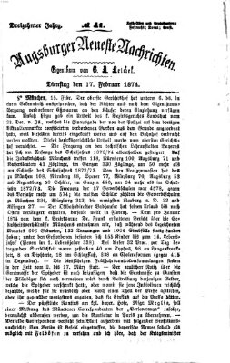 Augsburger neueste Nachrichten Dienstag 17. Februar 1874