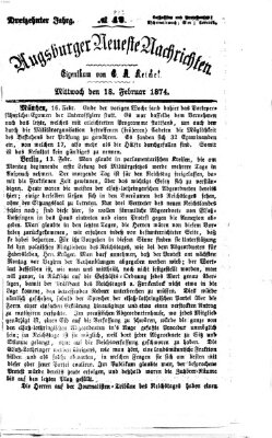 Augsburger neueste Nachrichten Mittwoch 18. Februar 1874