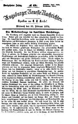 Augsburger neueste Nachrichten Mittwoch 25. Februar 1874