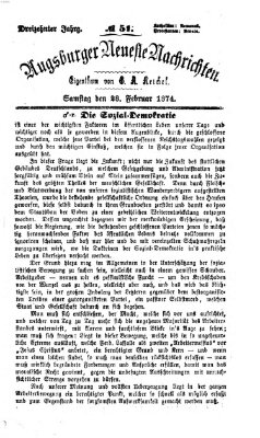 Augsburger neueste Nachrichten Samstag 28. Februar 1874