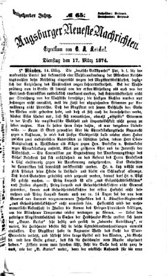 Augsburger neueste Nachrichten Dienstag 17. März 1874