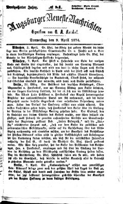 Augsburger neueste Nachrichten Donnerstag 9. April 1874
