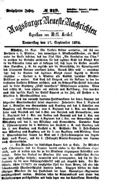 Augsburger neueste Nachrichten Donnerstag 17. September 1874