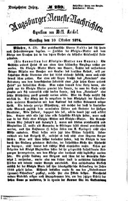 Augsburger neueste Nachrichten Samstag 10. Oktober 1874