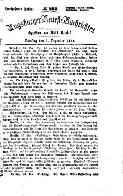 Augsburger neueste Nachrichten Dienstag 1. Dezember 1874