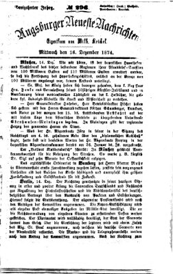 Augsburger neueste Nachrichten Mittwoch 16. Dezember 1874