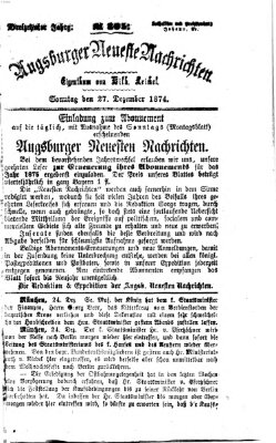 Augsburger neueste Nachrichten Sonntag 27. Dezember 1874