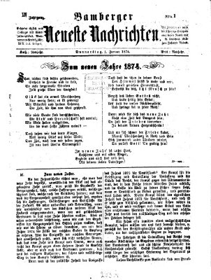 Bamberger neueste Nachrichten Donnerstag 1. Januar 1874