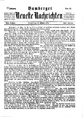 Bamberger neueste Nachrichten Samstag 14. Februar 1874