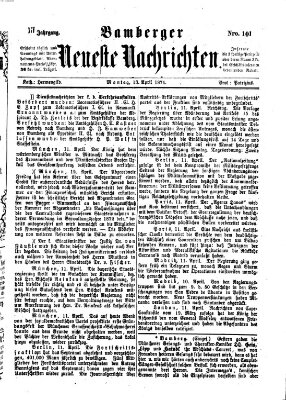 Bamberger neueste Nachrichten Montag 13. April 1874