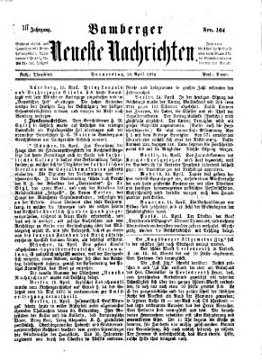 Bamberger neueste Nachrichten Donnerstag 16. April 1874