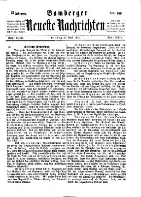 Bamberger neueste Nachrichten Dienstag 21. April 1874