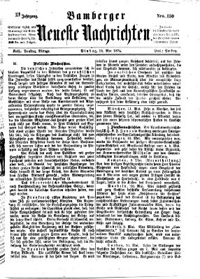 Bamberger neueste Nachrichten Dienstag 12. Mai 1874
