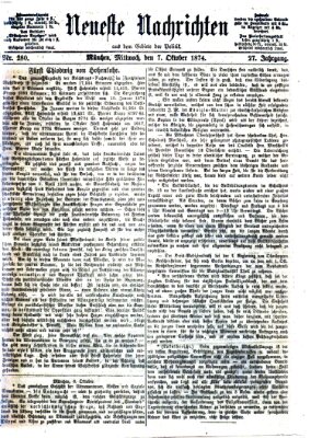 Neueste Nachrichten aus dem Gebiete der Politik Mittwoch 7. Oktober 1874