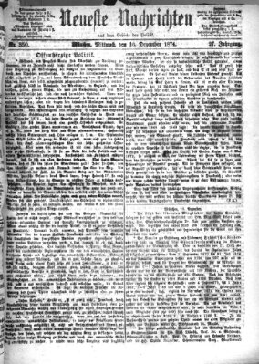 Neueste Nachrichten aus dem Gebiete der Politik Mittwoch 16. Dezember 1874