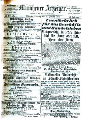 Münchener Anzeiger (Neueste Nachrichten aus dem Gebiete der Politik) Sonntag 18. Januar 1874