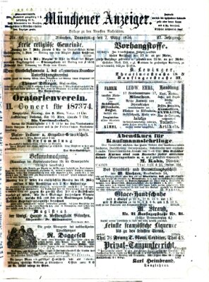 Münchener Anzeiger (Münchner neueste Nachrichten) Samstag 7. März 1874