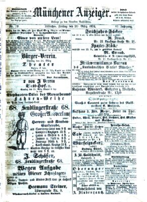 Münchener Anzeiger (Münchner neueste Nachrichten) Freitag 20. März 1874