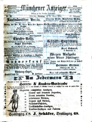 Münchener Anzeiger (Münchner neueste Nachrichten) Dienstag 31. März 1874