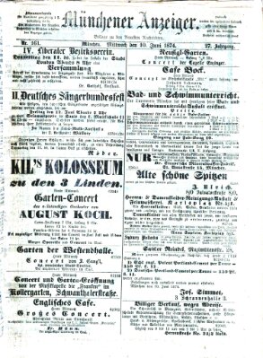 Münchener Anzeiger (Münchner neueste Nachrichten) Mittwoch 10. Juni 1874