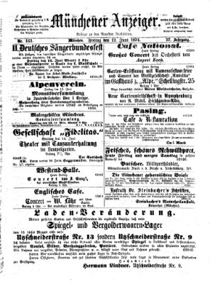 Münchener Anzeiger (Münchner neueste Nachrichten) Freitag 12. Juni 1874