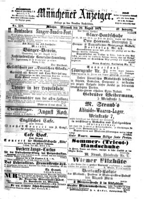 Münchener Anzeiger (Neueste Nachrichten aus dem Gebiete der Politik) Mittwoch 26. August 1874