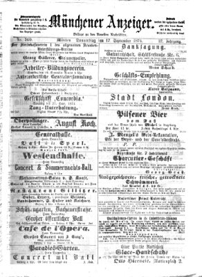 Münchener Anzeiger (Münchner neueste Nachrichten) Donnerstag 17. September 1874