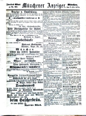 Münchener Anzeiger (Neueste Nachrichten aus dem Gebiete der Politik) Freitag 9. Oktober 1874