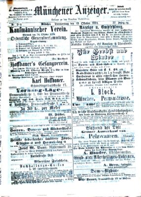 Münchener Anzeiger (Neueste Nachrichten aus dem Gebiete der Politik) Donnerstag 15. Oktober 1874