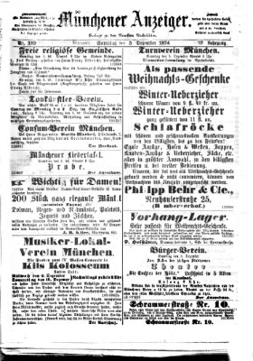 Münchener Anzeiger (Münchner neueste Nachrichten) Samstag 5. Dezember 1874