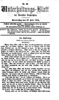 Neueste Nachrichten aus dem Gebiete der Politik Donnerstag 23. Juli 1874